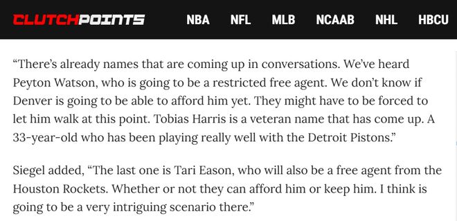 湖人今夏锁定侧翼补强目标 里夫斯留队成关键变